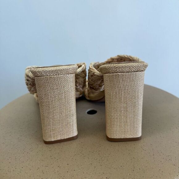 Schultz Women’s Amani Straw Beige Tan Block Heel Slip On Sandal - Picture 7 of 10